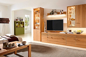 Wohnwand Z22554 - Massivholz mit Sound