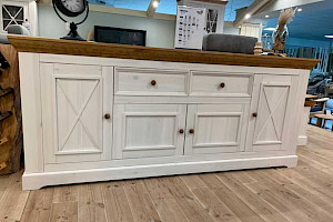 Sideboard Anrichte Kommode Kiefer massiv weiß/gelaugt