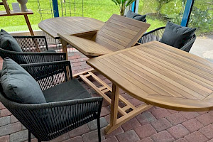 KOMPLETTSET Gartentisch Teak massiv ausziehbar